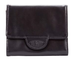 big skinny women's trixie leather tri-fold slim wallet, holds up to 30 cards, black