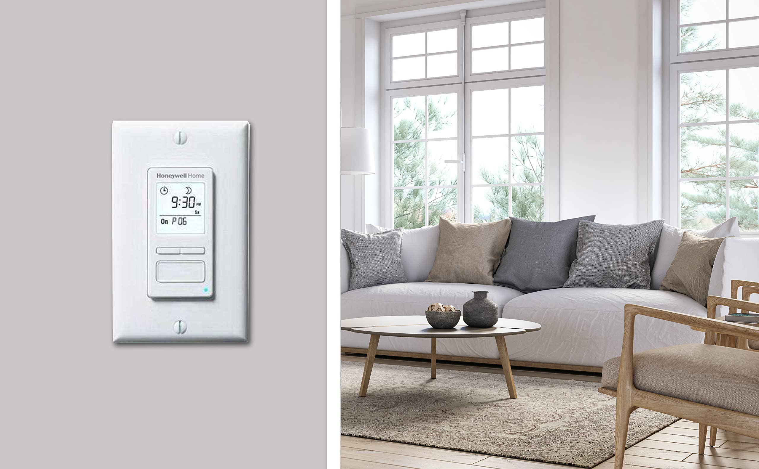 Honeywell Home RPLS740B ECONOswitch 7-Day Solar Programmable Switch, Lights and Motors, Indoor and Outdoor, Energy Saving