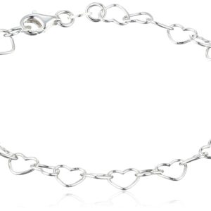 Amazon Essentials Sterling Silver 5.3mm Heart-Link Bracelet, 7.25' (previously Amazon Collection)