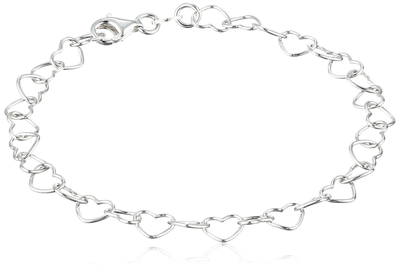 Amazon Essentials Sterling Silver 5.3mm Heart-Link Bracelet, 7.25' (previously Amazon Collection)