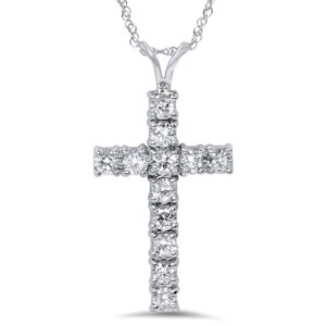 p3 pompeii3 1 ct diamond cross pendant necklace 18" 14k white gold