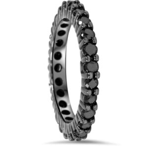 Pompeii3 14k Gold Black Diamond Eternity Ring Round-Cut Wedding Band (1cttw)