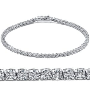 p3 pompeii3 14k white gold 3ct round-cut natural real diamond tennis bracelet 7" double locking clasp