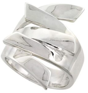 sterling silver interlocking fingers ring flawless quality 1 inch wide, size 9