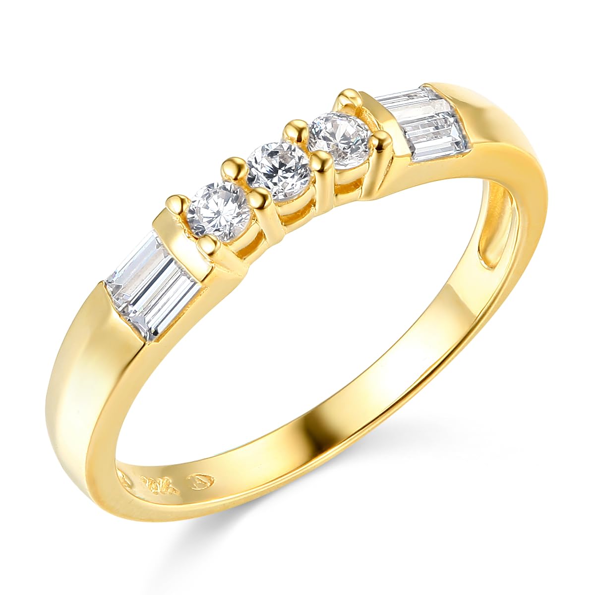 14k Yellow Gold Solid Wedding Engagement Ring and Wedding Band 2 Piece Set - Size 8