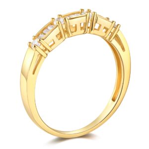 14k Yellow Gold SOLID Wedding Engagement Ring and Wedding Band 2 Piece Set - Size 6.5