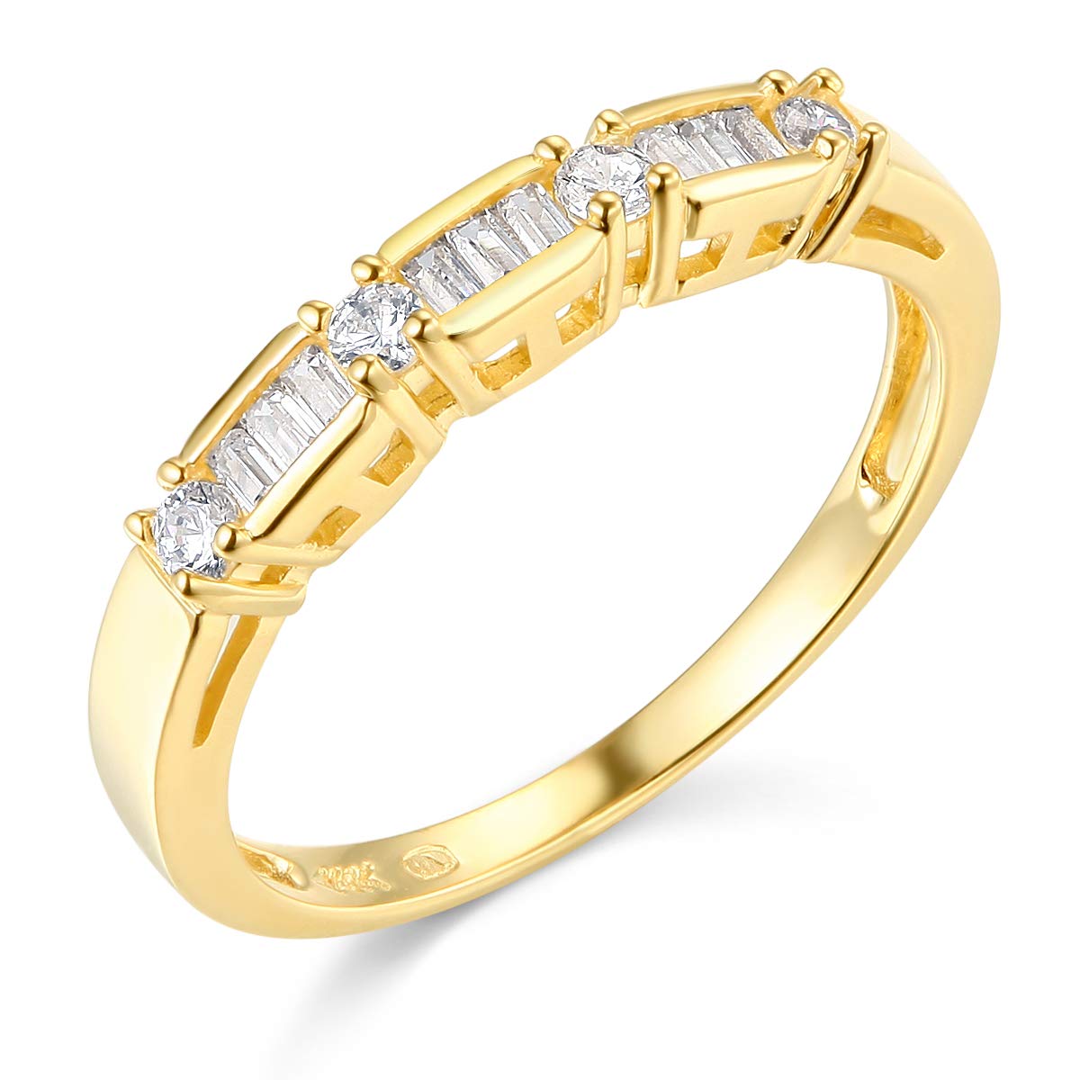 14k Yellow Gold SOLID Wedding Engagement Ring and Wedding Band 2 Piece Set - Size 6.5