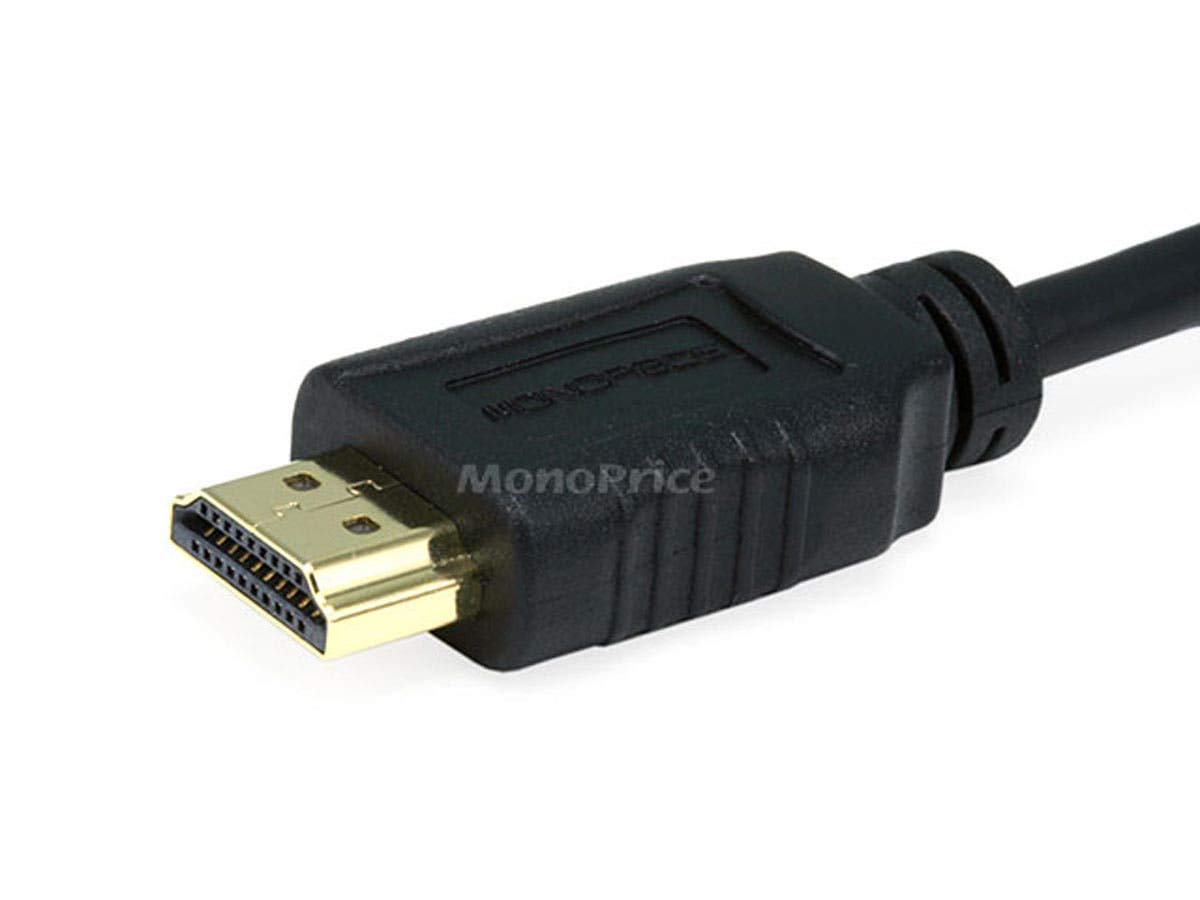 Monoprice High Speed HDMI to HDMI Micro Cable - 4K@24Hz, 10.2Gbps, 34AWG, Ferrite Core, Gold Plated Connectors, 3 Feet, Black