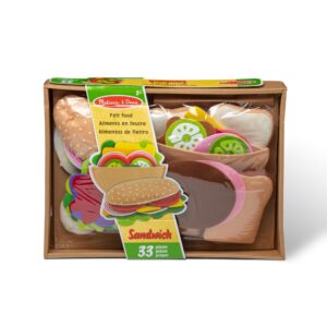 Melissa & Doug Felt Food Sandwich Play Food Set (33 pcs) - Felt Sandwich Play Set For Kids Kitchen, Pretend Play Sandwich, Felt Sandwich Toy For Toddlers Kids Ages 2+,Orange