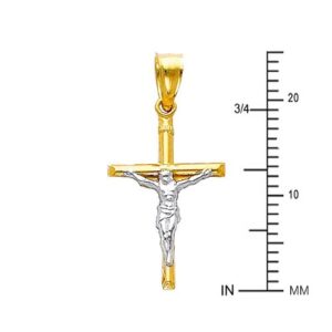 14k REAL Two Tone Gold Religious Jesus Crucifix Cross Charm Pendant