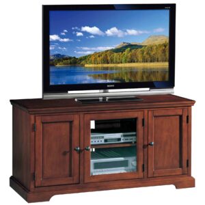 Leick Home 87350 Three Door TV Stand with Cabinet Storage for 55" TV's, Westwood Brown Cherry