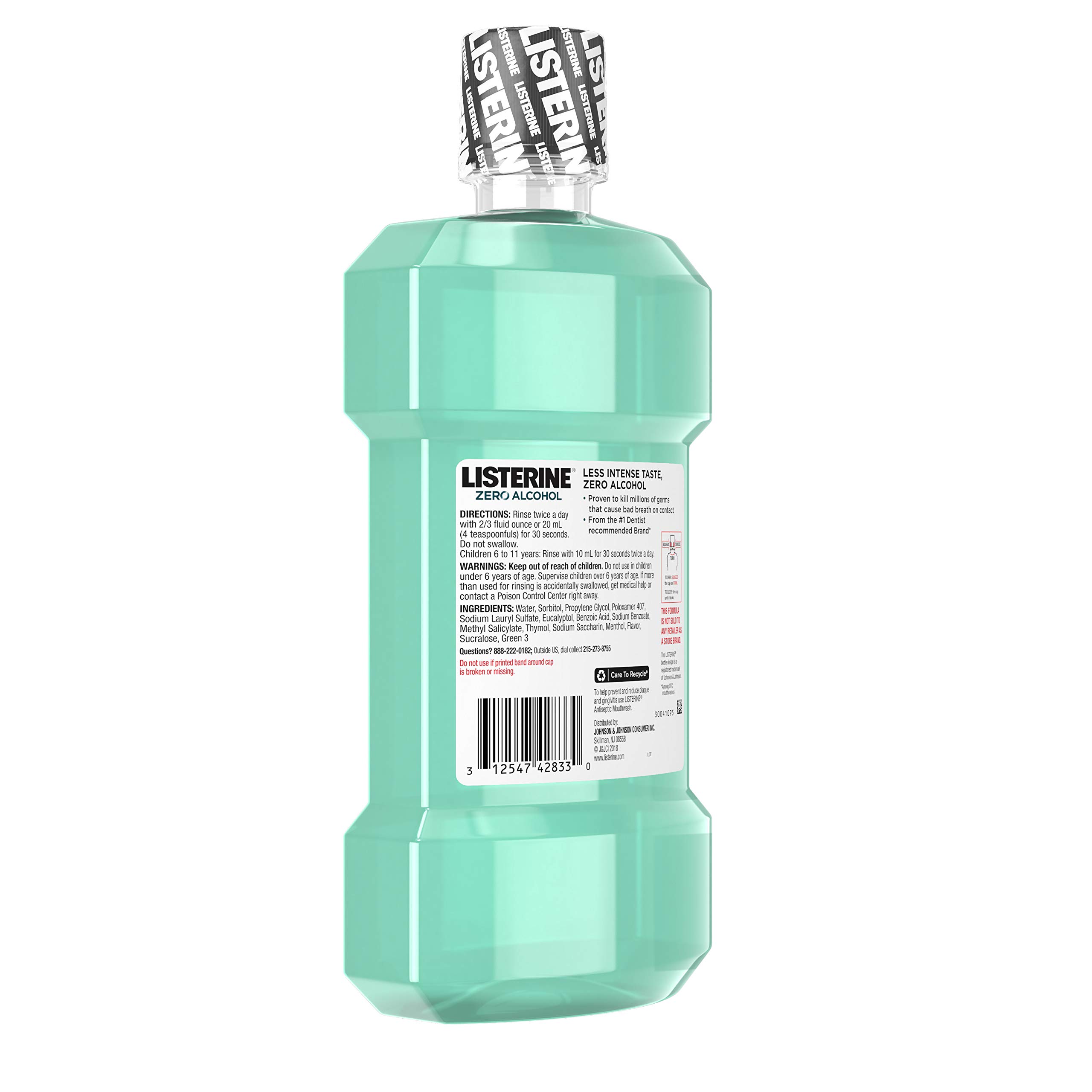 Listerine Zero Mouthwash, Clean Mint, 1 Liter