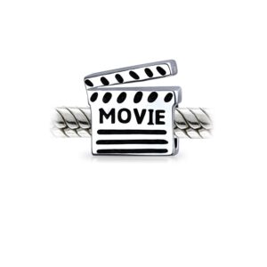 Bling Jewelry Theater Lover Movies Director Action Movie Clapboard Charm Bead For Women For Teen Fits European Bracelet .925 Sterling Silver