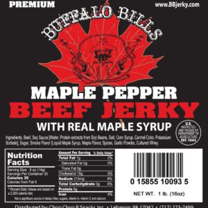 Buffalo Bills 16oz Premium Maple Pepper Beef Jerky Pieces (one pound bag in random size pieces)