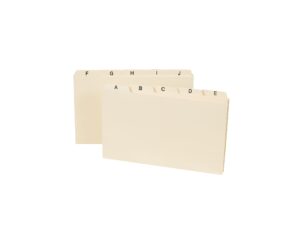 smead card guide, plain 1/5-cut tab (a-z), 8"w x 5"h, manila, 25 per set (57076)