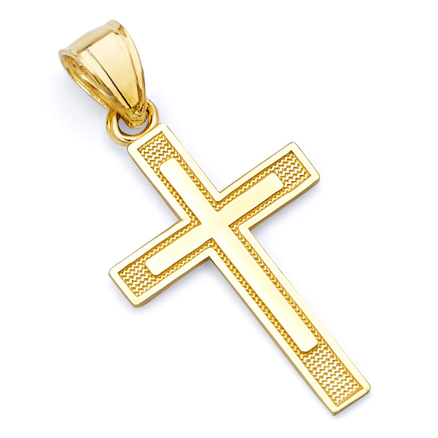 14k REAL Yellow Gold Religious Latin Style Cross Charm Pendant