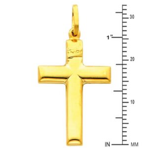 14k REAL Yellow Gold Religious Cross Charm Pendant