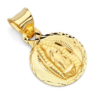 14k real yellow gold religious stamp our lady of guadalupe charm pendant