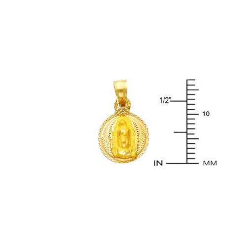 14k REAL Yellow Gold Religious Stamp Our Lady of Guadalupe Charm Pendant