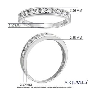 Vir Jewels 1/2 carat (ctw) Diamond Wedding Anniversary Band for Women, Half Eternity Round Diamond Engagement Ring 14K White Gold Channel Set 0.50 cttw, Size 7