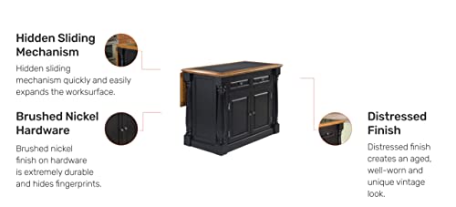 Monarch Black/Distressed Oak Kitchen Island with Granite Top by Home Styles