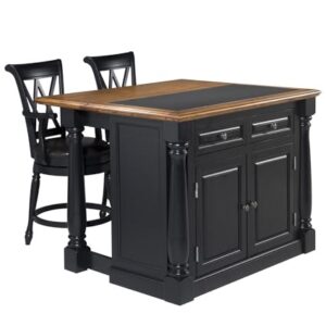 Monarch Black/Distressed Oak Kitchen Island with Granite Top by Home Styles