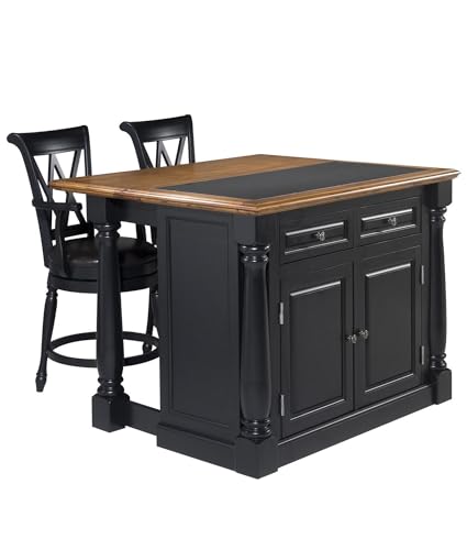 Monarch Black/Distressed Oak Kitchen Island with Granite Top by Home Styles