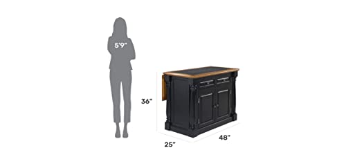 Monarch Black/Distressed Oak Kitchen Island with Granite Top by Home Styles