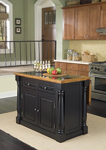 Monarch Black/Distressed Oak Kitchen Island with Granite Top by Home Styles