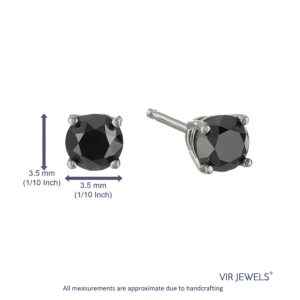 Vir Jewels 1/2 cttw Black Diamond Stud Earrings 14K White Gold Round Push Backs Prong Set