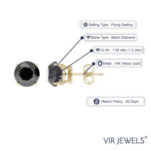 14k Yellow Gold Black Diamond Stud Earrings (1 1/2cttw)