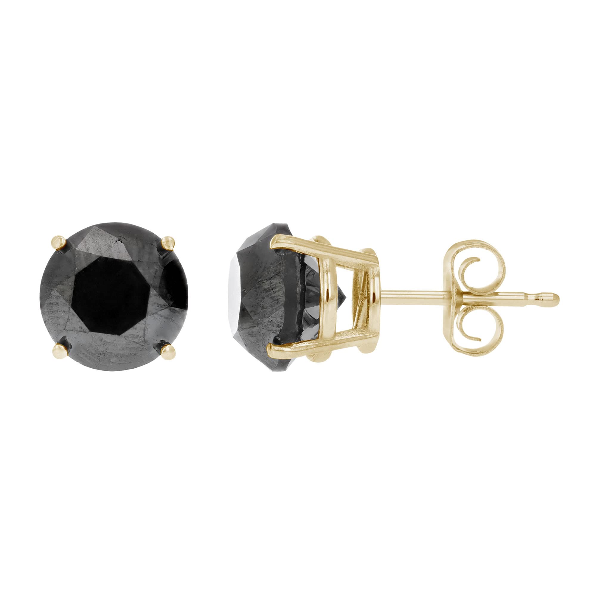 14k Yellow Gold Black Diamond Stud Earrings (1 1/2cttw)