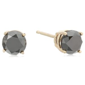 14k Yellow Gold Black Diamond Stud Earrings (1 1/2cttw)