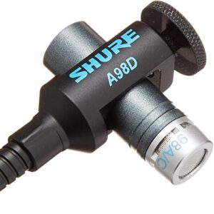 Shure BETA 98AD/C Drum Microphone - Miniature Cardioid Condenser Mic with RPM626 in-Line Preamplifier, A98D Drum Mount for Secure Placement and C98D 15' Cable - Ideal for Snares, Toms and Percussion