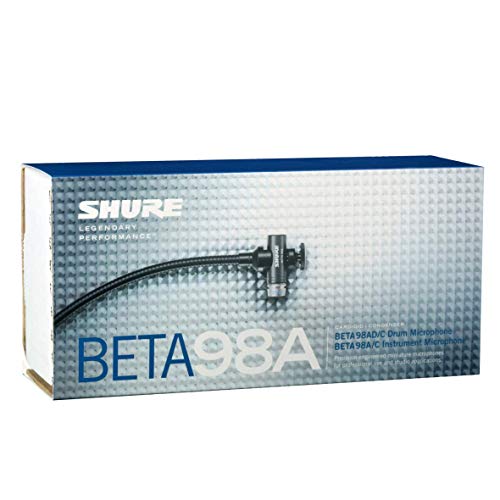 Shure BETA 98AD/C Drum Microphone - Miniature Cardioid Condenser Mic with RPM626 in-Line Preamplifier, A98D Drum Mount for Secure Placement and C98D 15' Cable - Ideal for Snares, Toms and Percussion