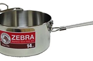 Zebra Stainless Steel Food Box and Pan with Snap on Lid, 14cm, Silver