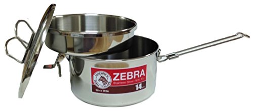 Zebra Stainless Steel Food Box and Pan with Snap on Lid, 14cm, Silver