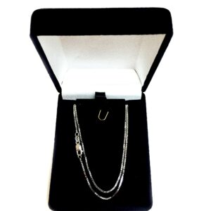 Jewelry Affairs 10k White Real Solid Gold Mirror Box Chain Necklace, 0.8mm, 18"