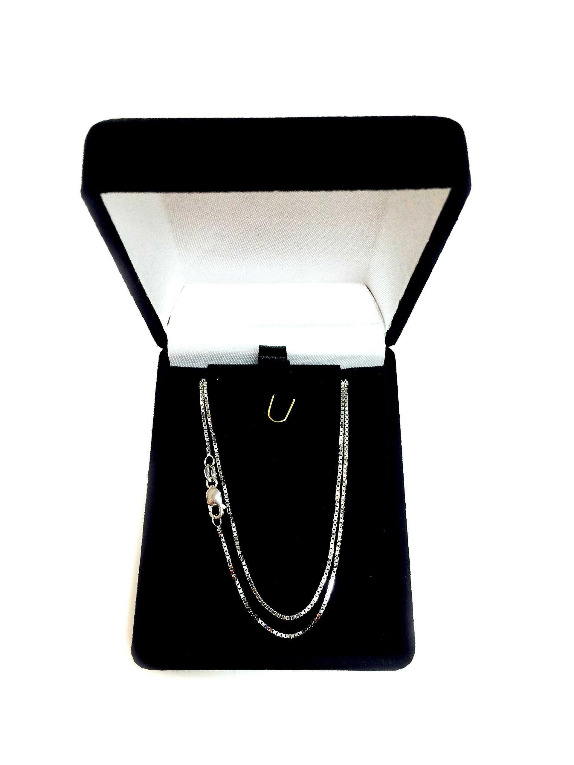 Jewelry Affairs 10k White Real Solid Gold Mirror Box Chain Necklace, 0.8mm, 18"