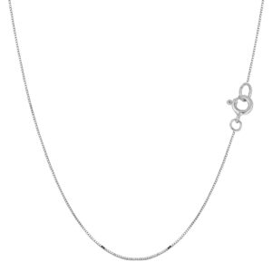 jewelry affairs 10k solid real gold mirror box chain necklace, 0.45mm (20 inches, white gold)