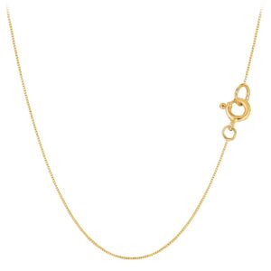 Jewelry Affairs 10k Solid Real Gold Mirror Box Chain Necklace, 0.45mm (18 Inches, Yellow Gold)