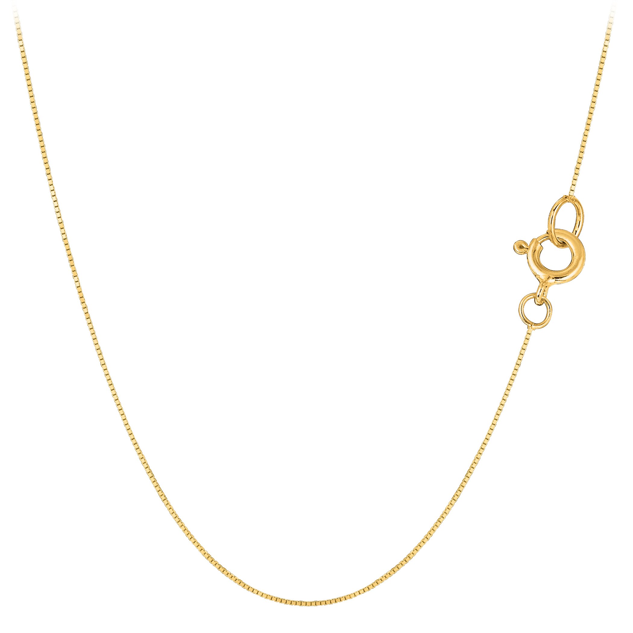 Jewelry Affairs 10k Solid Real Gold Mirror Box Chain Necklace, 0.45mm (18 Inches, Yellow Gold)