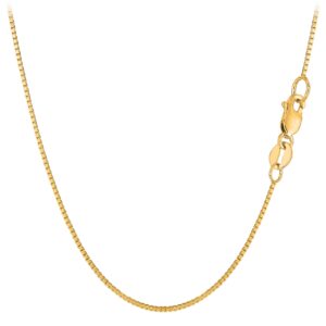 Jewelry Affairs 10k Yellow Real Solid Gold Mirror Box Chain Necklace, 0.8mm, 16"