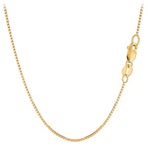 Jewelry Affairs 10k Yellow Real Solid Gold Mirror Box Chain Necklace, 1.0mm, 22"