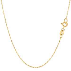 jewelry affairs 10k yellow real gold rope chain necklace, 0.6mm, 18"