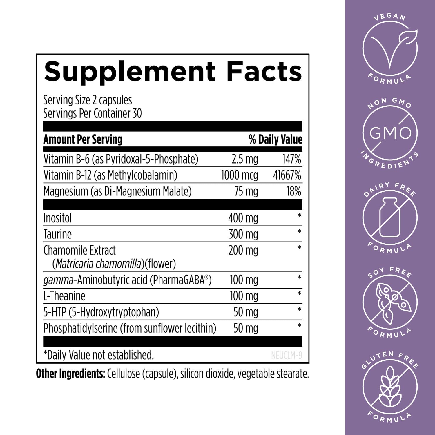 Designs for Health NeuroCalm - 5HTP GABA L-Theanine Supplement for Stress Response - Methylated B12, Vitamin B6, Taurine, Chamomile & Magnesium Supplement for Mood Support (60 Vegan Capsules)