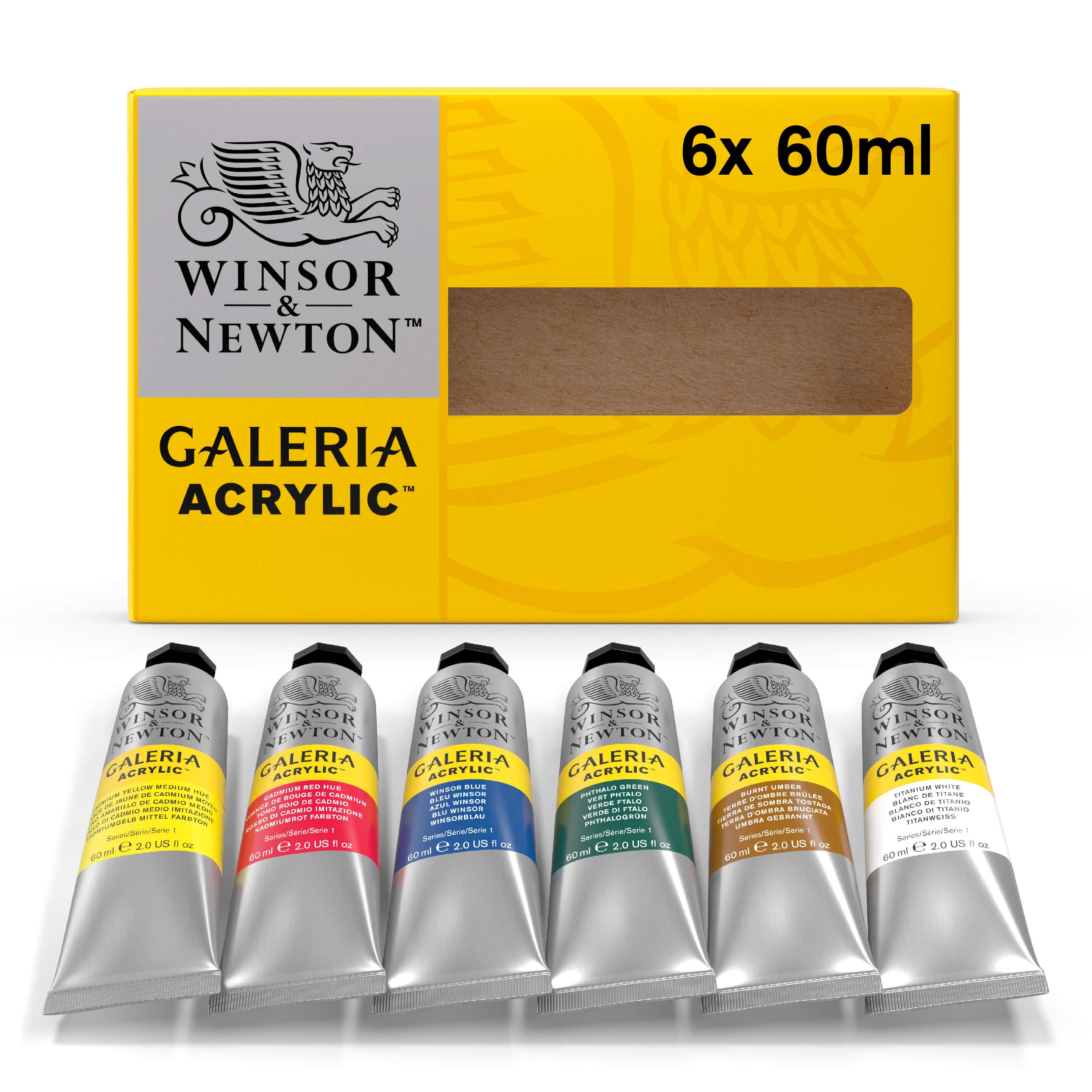 Winsor & Newton Galeria Acrylic Paint, 6 x 60ml (2--oz) Tube Paint Set