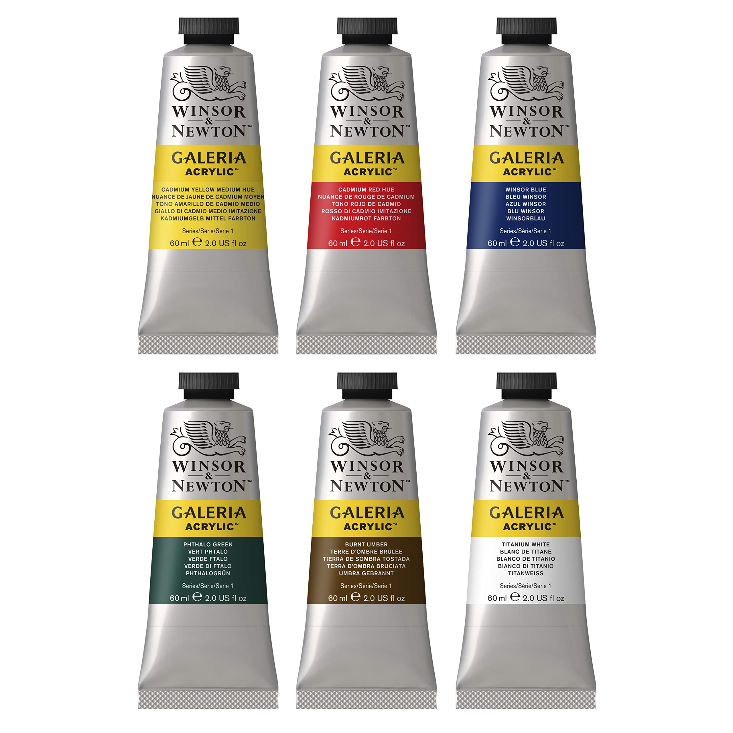 Winsor & Newton Galeria Acrylic Paint, 6 x 60ml (2--oz) Tube Paint Set