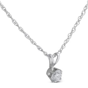 1/3ct Round Solitaire Pendant 14k White Gold Diamond Necklace