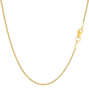 Jewelry Affairs 10k Yellow Real Gold Wheat Chain Necklace, 1.0mm, 18"